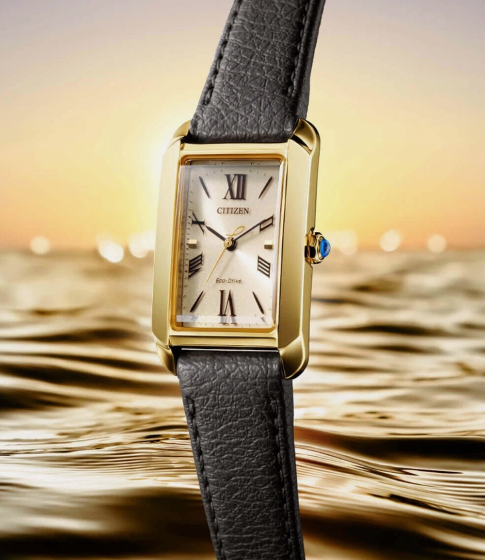 Citizen L EW5622-09P Rectangle Roman Dial Gold Tone Leather Analog Ladies Watch
